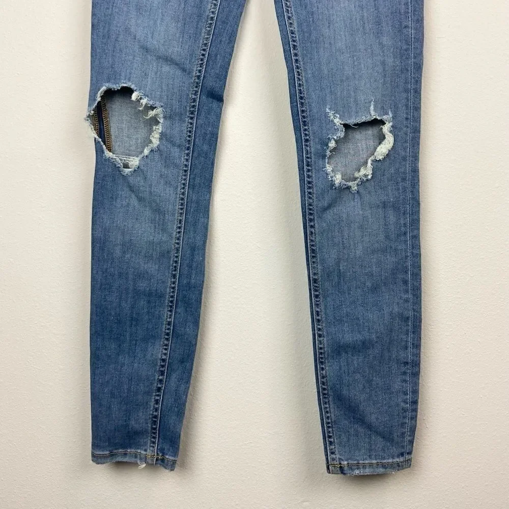 Free People High Rise Distressed Skinny Jeans